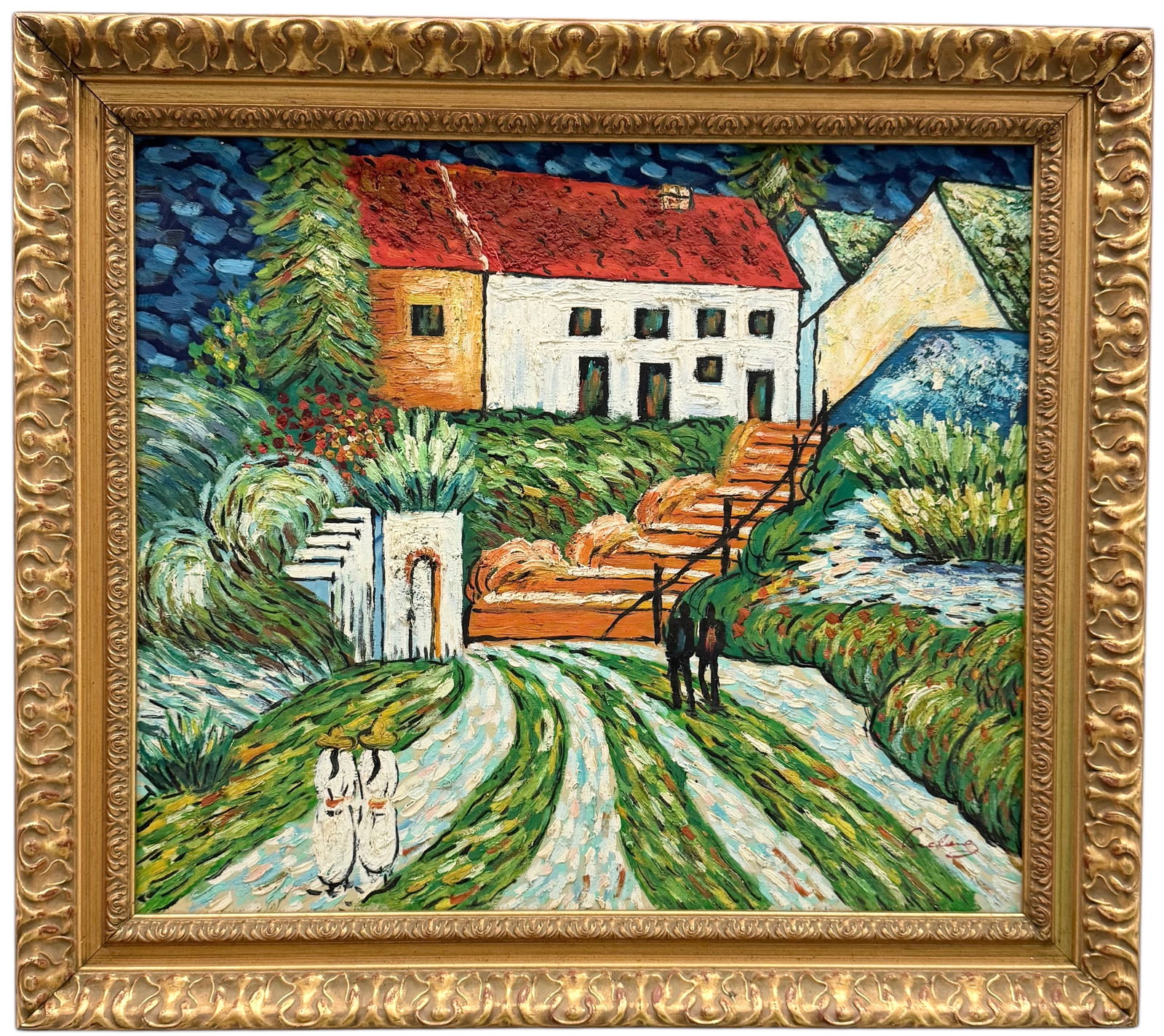 Vintage European School  Post Impressionist Landscape Illegibly Signed (1 of 3)