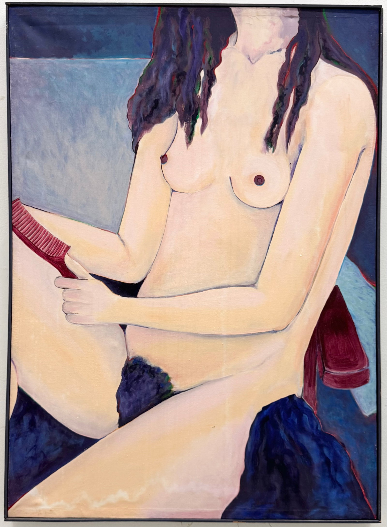 SUSIE CRANE Large American School 1970's Modernist Nude Painting: Oil on canvas 48 x 35 in
