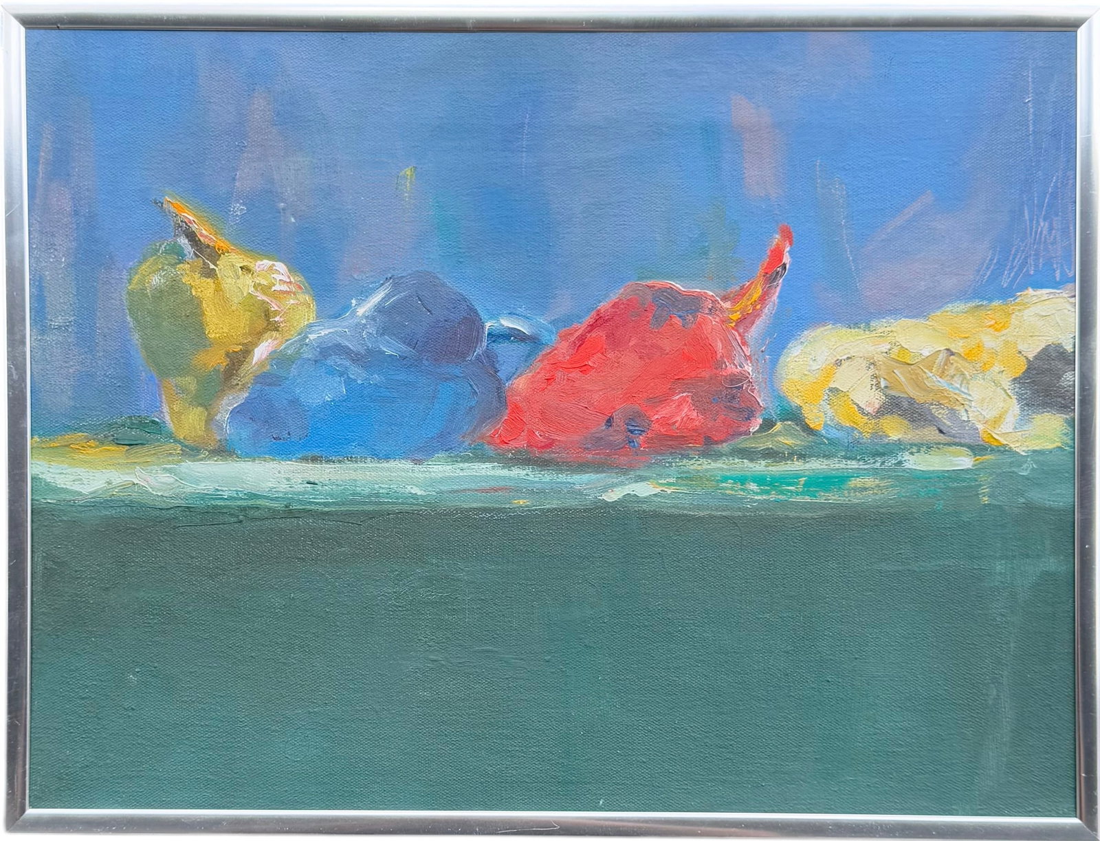 Vintage American School Still Life Unsigned: Oil on canvas 16 x 12 in