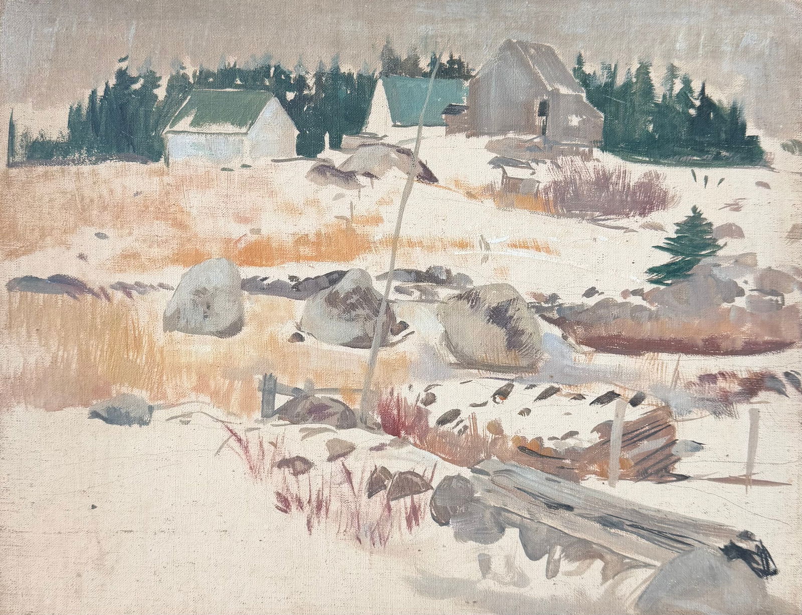TORE ASPLUND (1903-1978, American) Winter Landscape: Oil on canvas 12 x 16 in. Unsigned. From the artists portfolio
