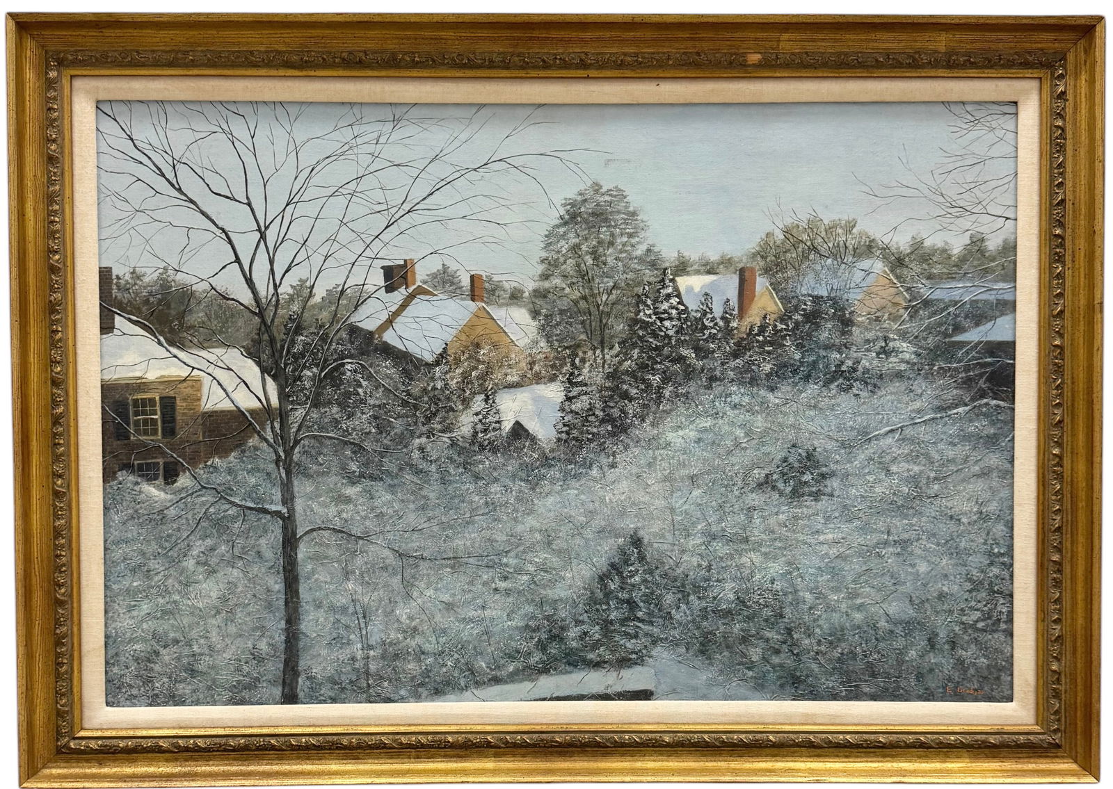Large Armenian American Impressionist Winter Scene, Signed (1 of 3)