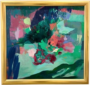 Nicely Framed Vintage 1980's Chinese School Still Life Painting, Signed