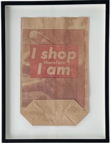 I Shop Therefore I Am, Barbara Kruger Framed Paper Bag