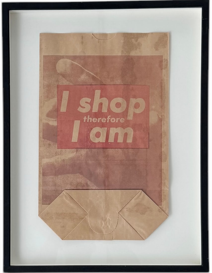 I Shop Therefore I Am, Barbara Kruger Framed Paper Bag (1 of 2)