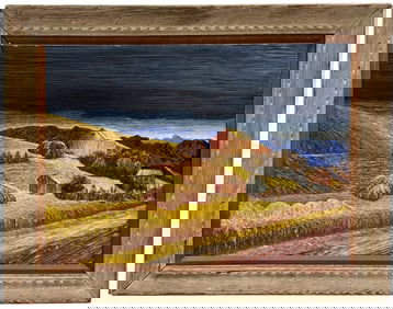 American School Regionalist Western Mountain Landscape Heavy Impasto Oil