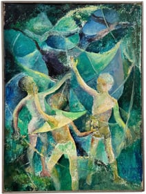 CHARLEYNE CARPENTER Mid-Century American Abstract With Figures