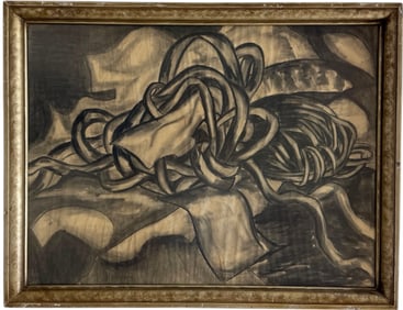 Vintage Mid-Century Black & White Abstract Monogrammed LB