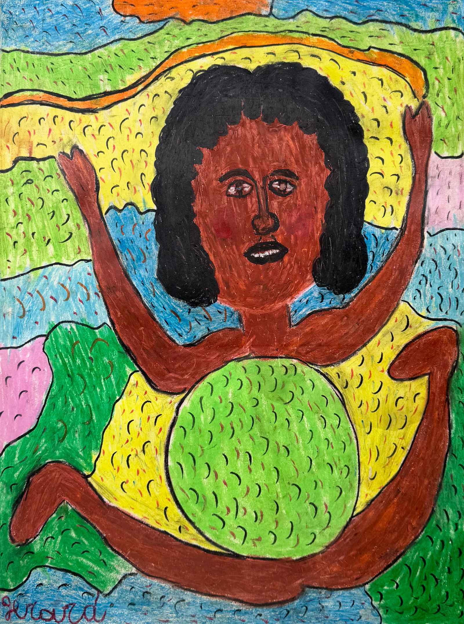 GERARD FORTUNE (20th c, Haitian) Self Taught Folk Art (1 of 2)