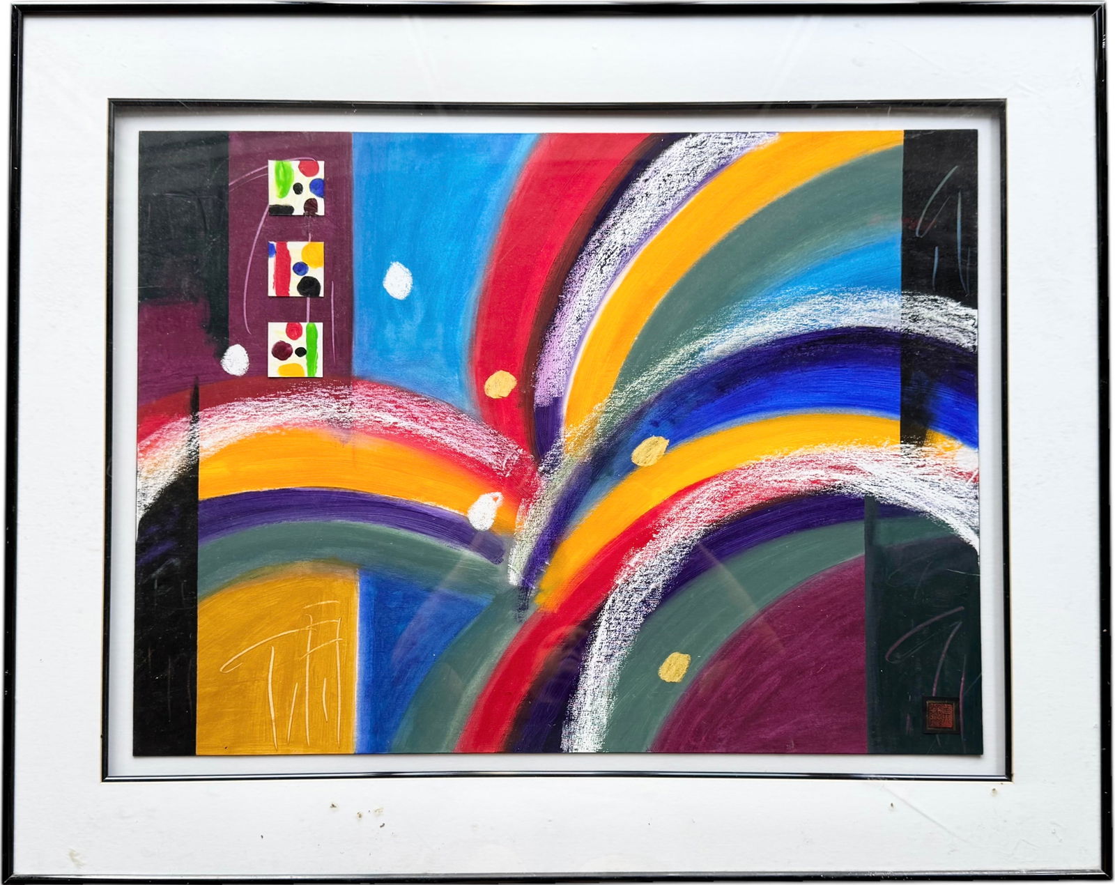 Vintage Chinese School Modern Abstract Mixed Media Collage, Signed (1 of 4)