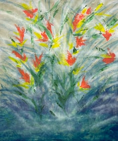 Large Double Sided American School Floral Abstract Painting