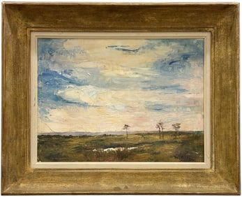 American School Impressionist Signed Florida Everglades Landscape
