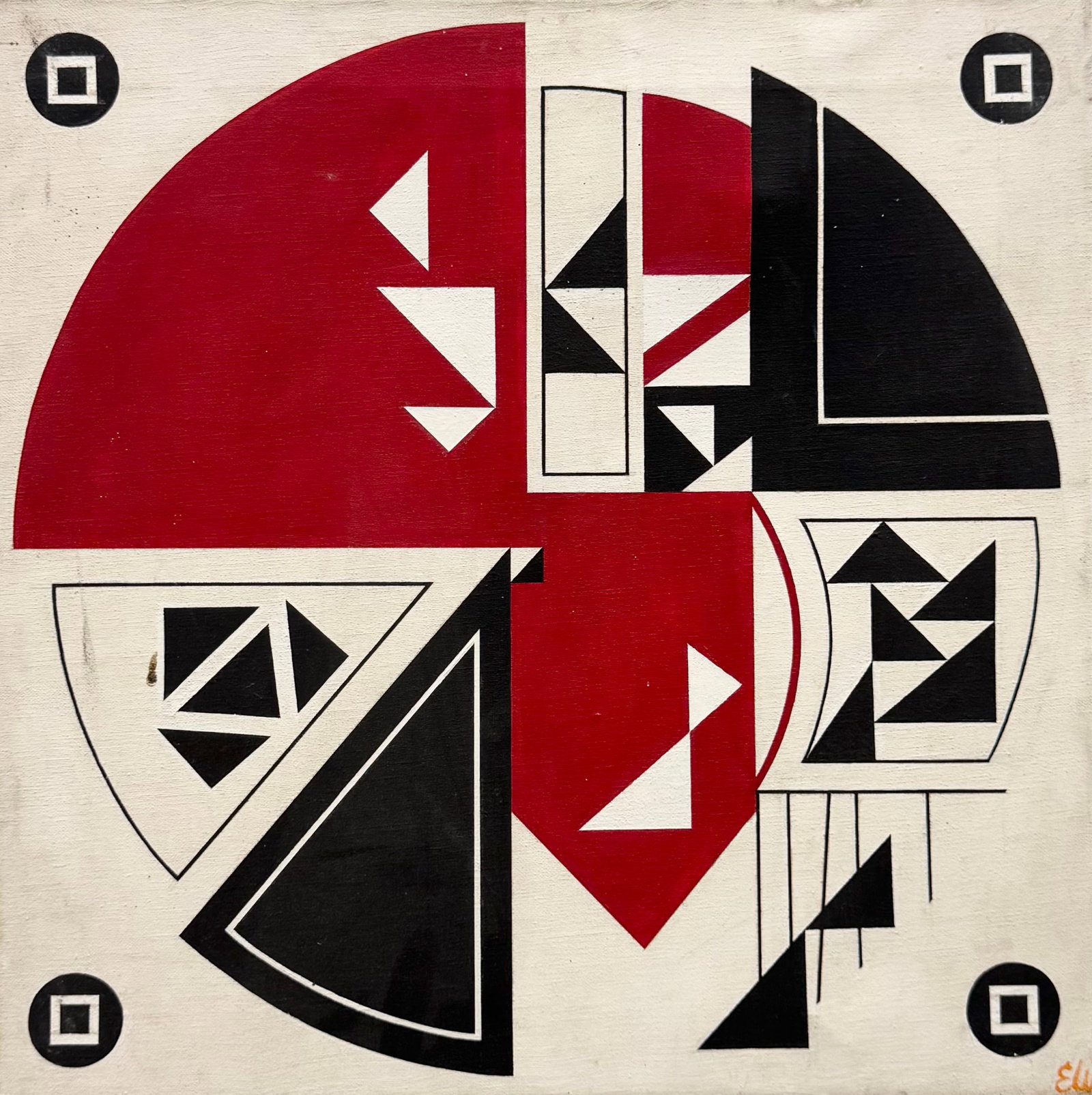 EDWARD WASSER (1920-2003, American) Geometric Abstract: Acrylic on canvas 18 x 18 in