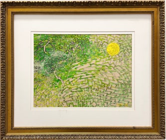 BOONJA CHOI (20th c, Korean) Modernist Mixed Media Landscape Painting