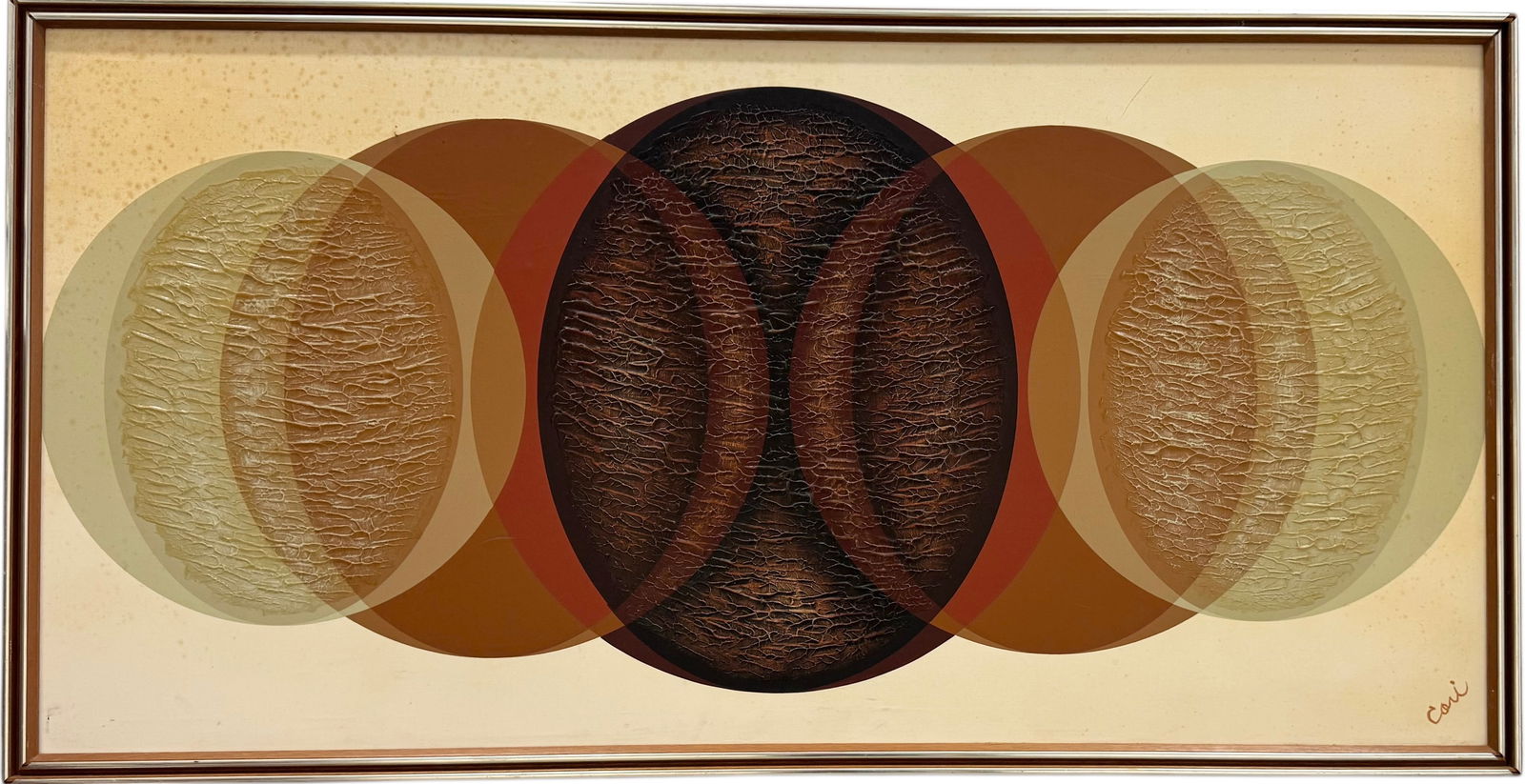 Monumental Mid-Century American Modern Op Art Abstract Oil On Canvas 62" x 32" (1 of 4)