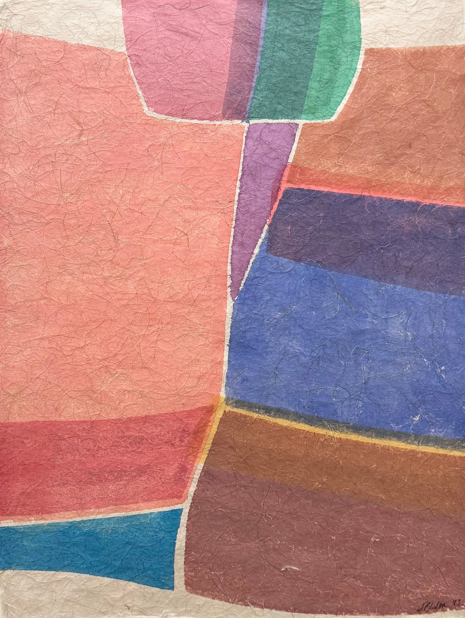 Vintage 1980's Color Field Abstract Painting Signed: Size 24 x 18 in