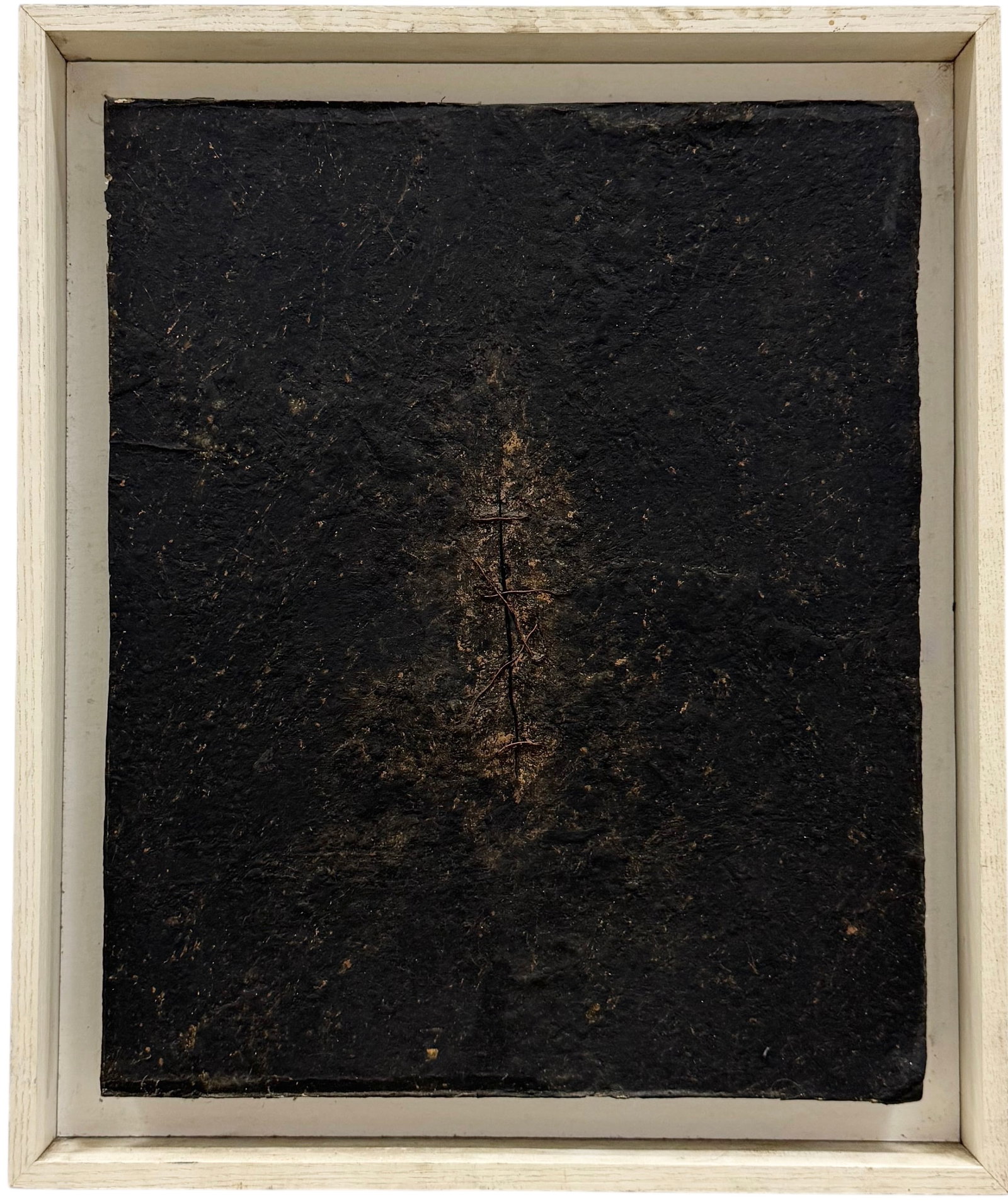 Vintage Minimalist Mixed Media Abstract Painting: Size 22 x 18.5 in (framed)