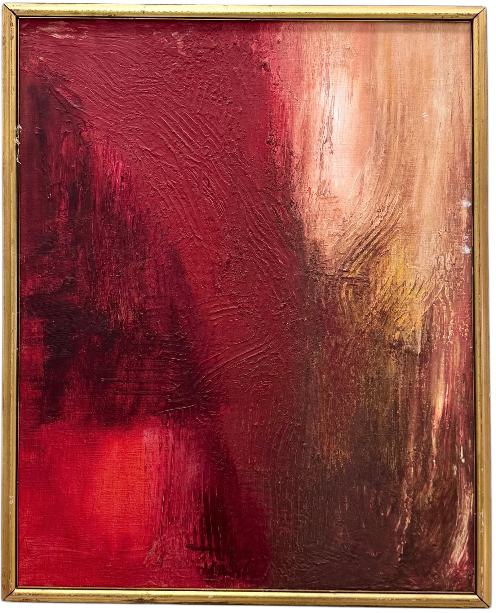 Vintage American School Abstract Expressionist Painting Heavy Impasto: Oil on canvas 30 x 24 in