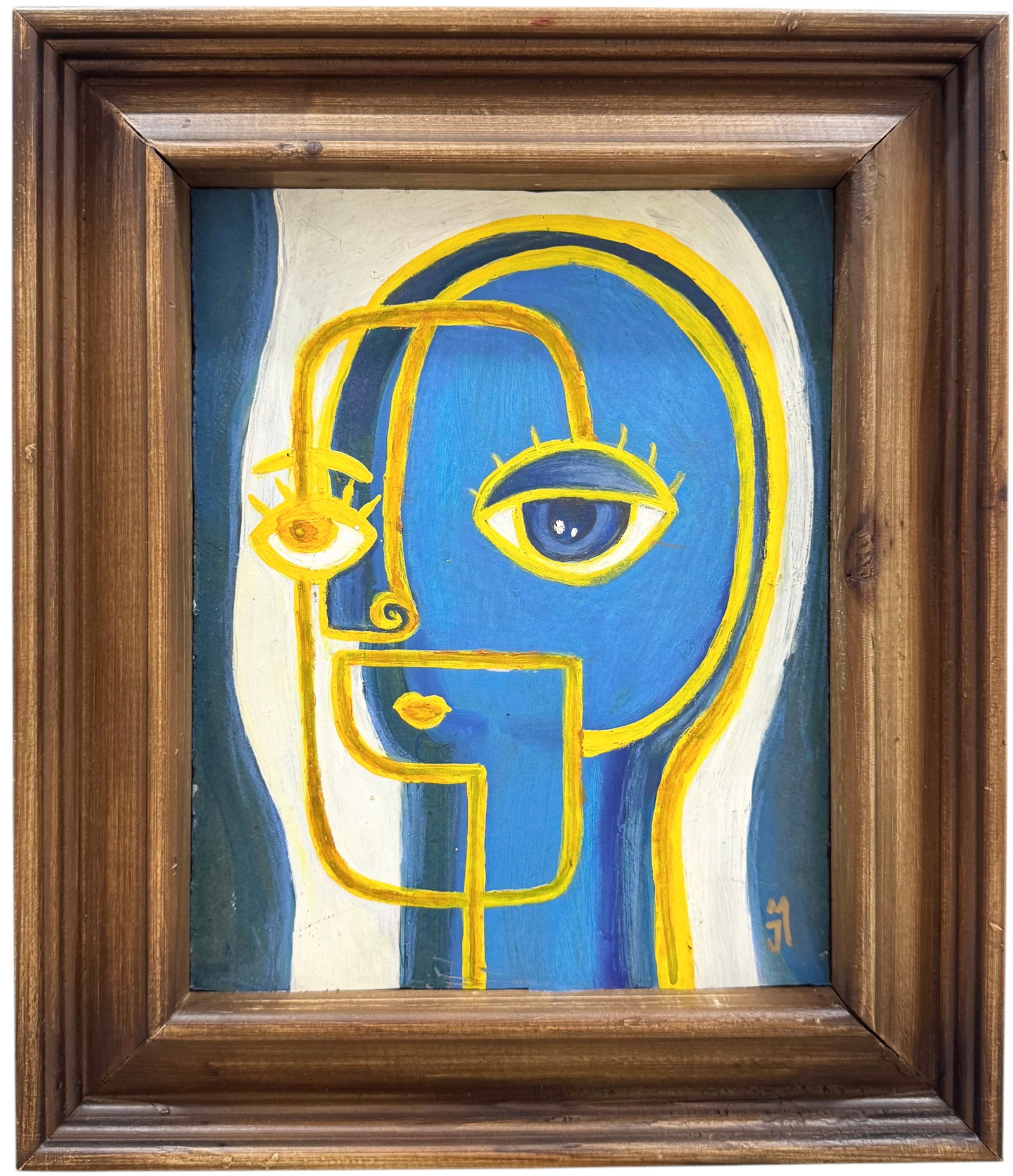 Mexican School Cubist Portrait, Monogrammed Oil On Board: Oil on board 13.5 x 11.5 in (framed)