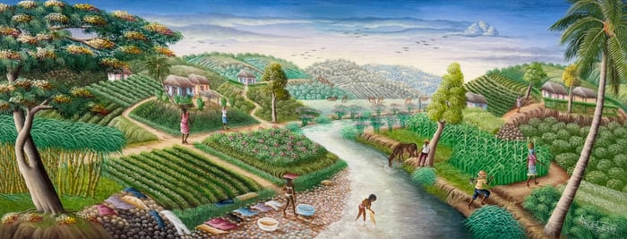 GARY VINCENT (20th Haitian) Village Landscape