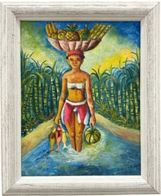 RENOLD MARCELIN (b. 1954, Haitian) Fisherman With Fruit Basket