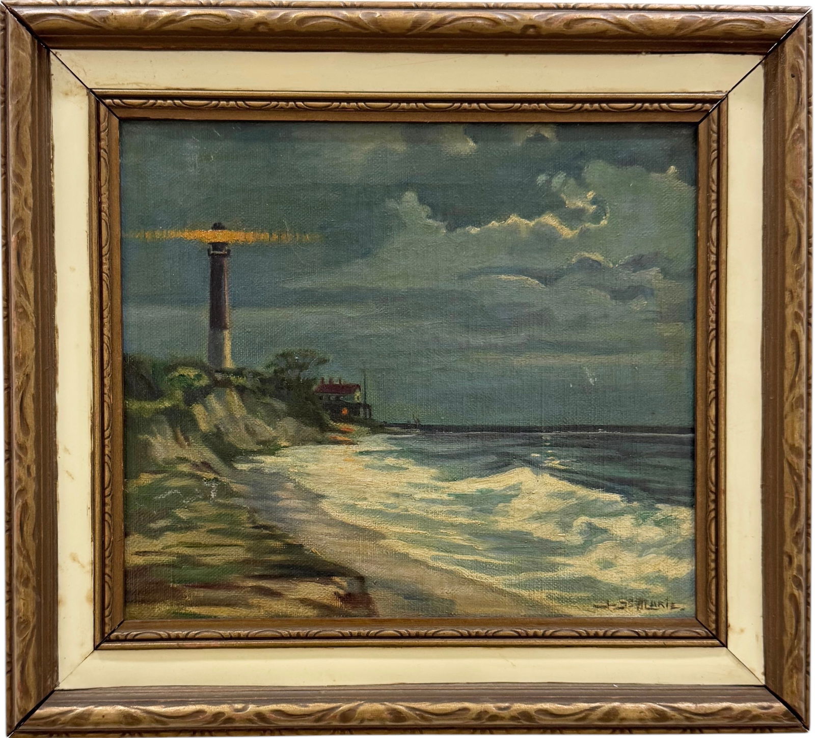 Early 20th Century American Impressionist Coastal Landscape With Lighthouse, Signed (1 of 3)