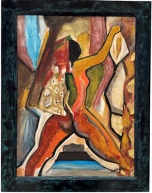 Latin American School Nude Abstract Painting, Signed