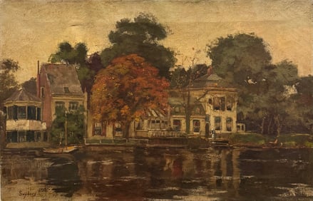Early 20th Century Dutch School Impressionist River Scene Signed Snyders