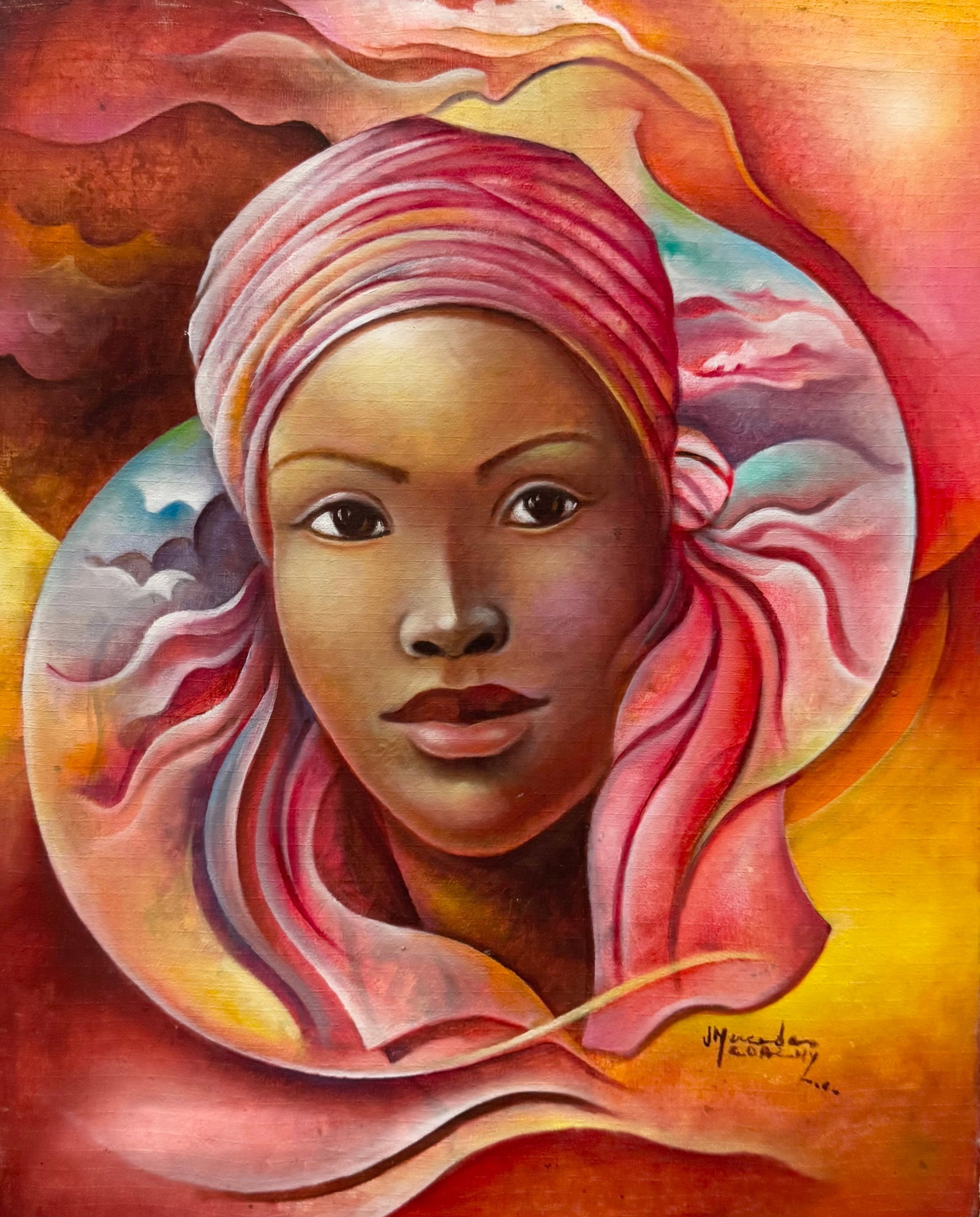 MERCEDES COACHY (20th c, Haitian) Portrait Of A Woman: Oil on canvas 20 x 16 in