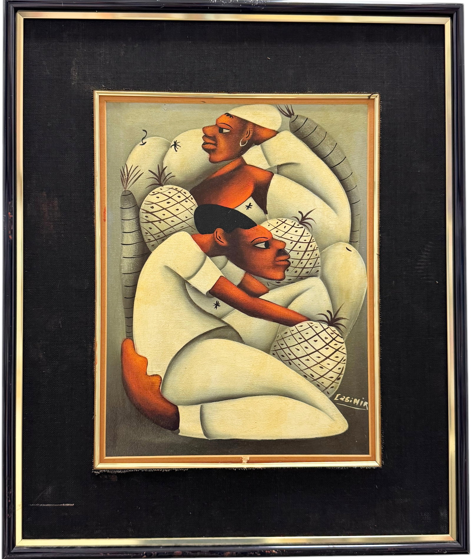 LAURENT CASIMIR (1928-1990, Haiti): Oil on board 24.5 x 20.5 in (framed)