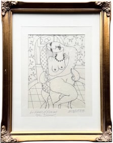 VINCENTE NOTARILE (20th c, American) Cubist Nude Graphite Drawing, Florida Artist