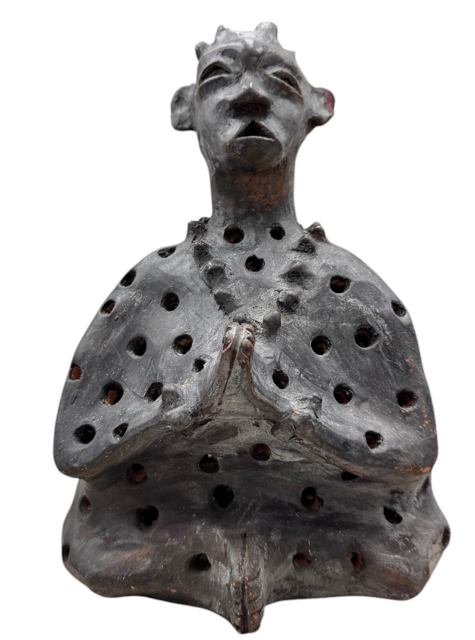 Vintage Haitian Ceramic Voodoo Sculpture 10": 10 x 6 x 5 in