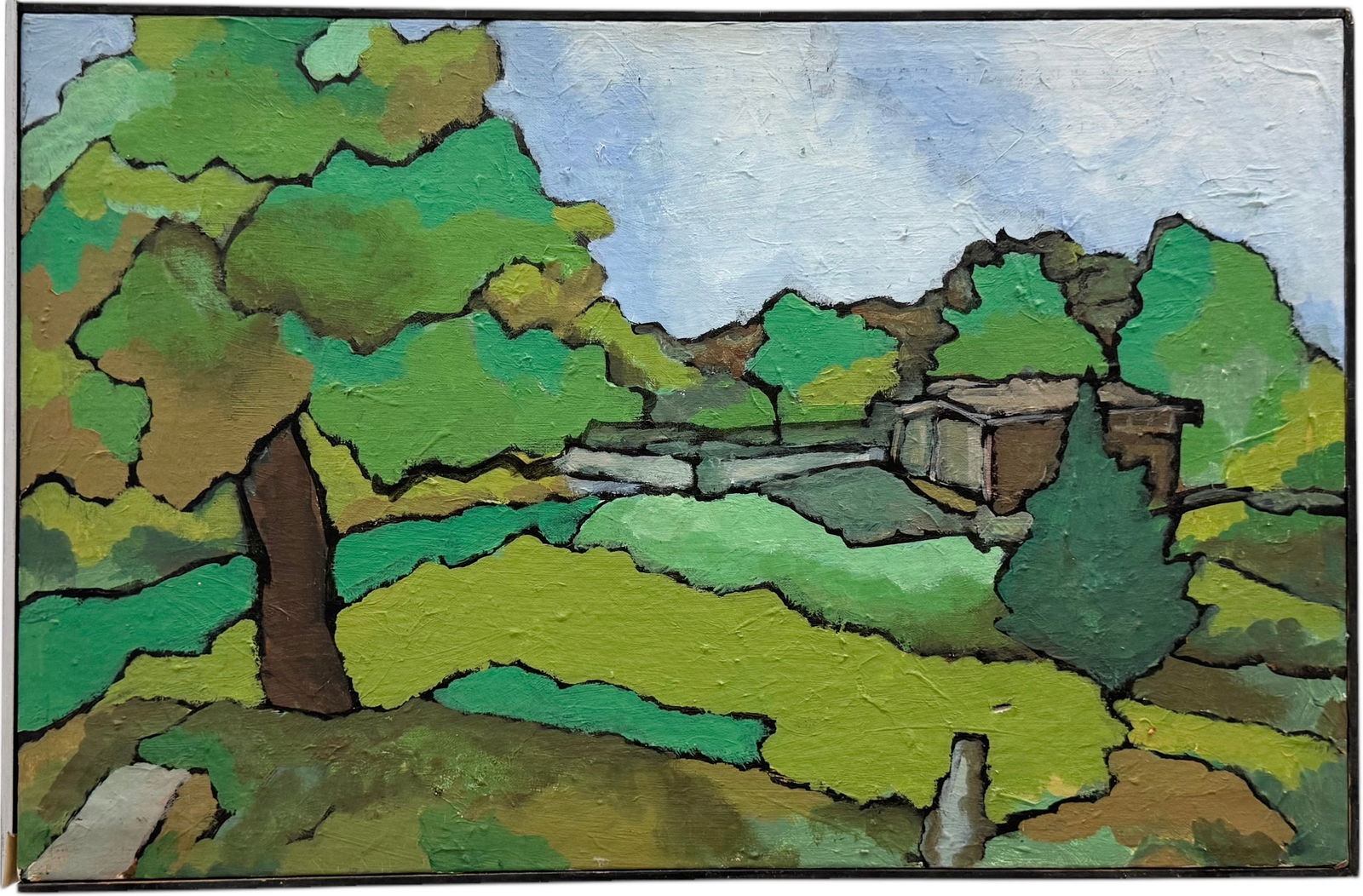 Mid-Century American School Modernist Landscape Oil Painting (1 of 3)