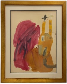 Nicely Framed Mid-Century Bunny Abstract Painting