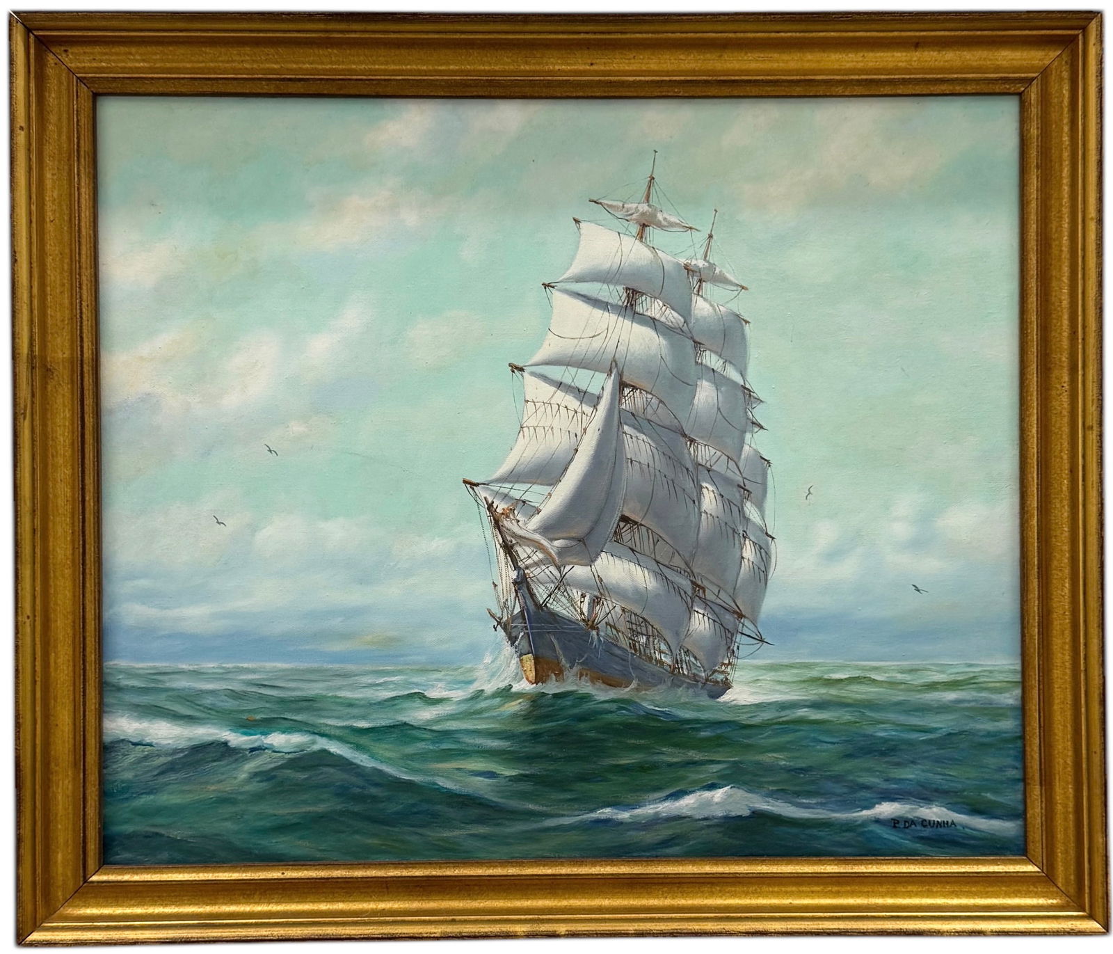 PEDRO DA CUNHA (20th c, American) Clipper Ship At Sea, Massachusetts Artist (1 of 5)