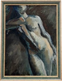 Vintage 1970's Male Nude Abstract Painting Signed Sabella