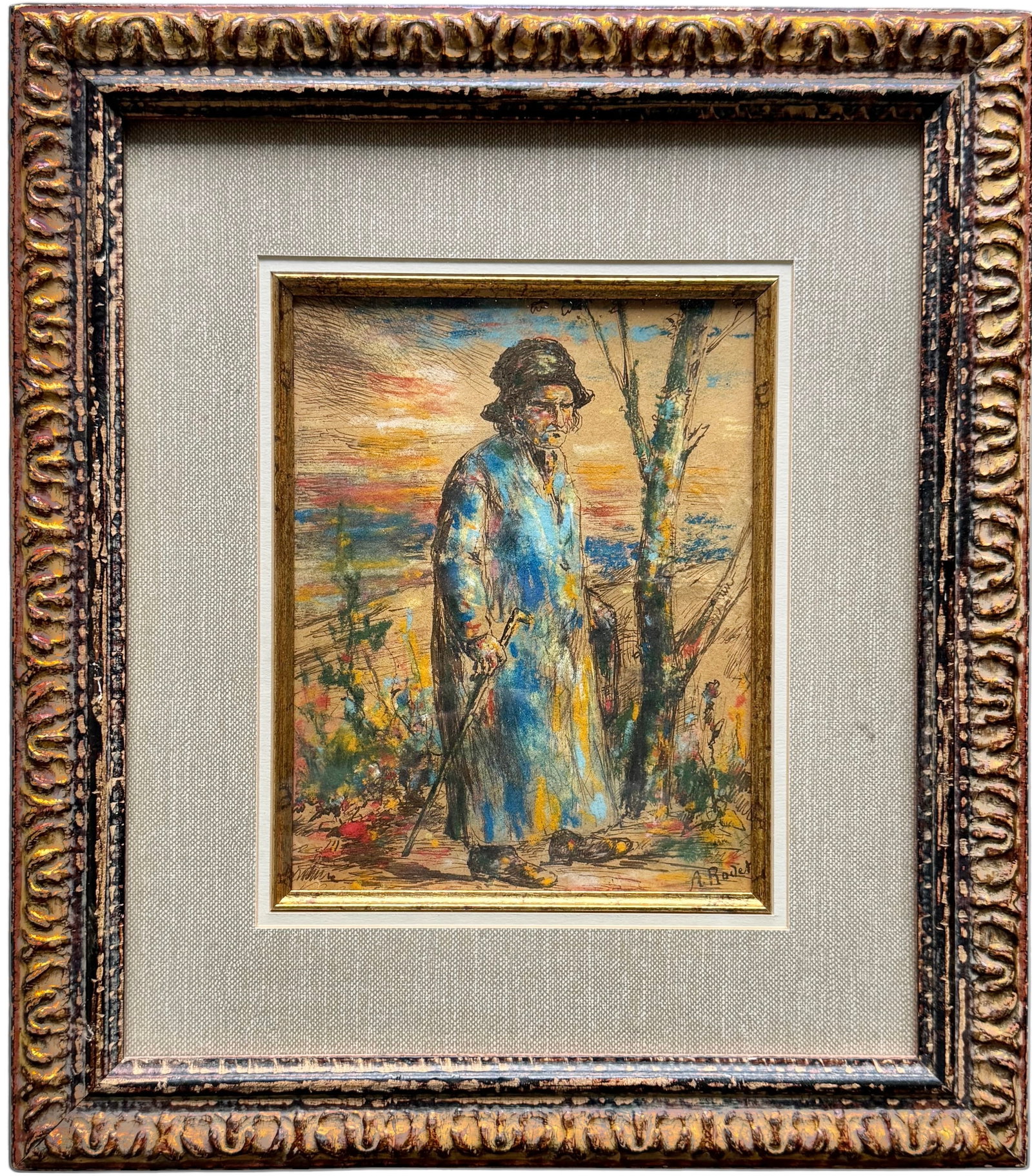 19th Century French School Watercolor Signed A. Rodet, Vibrant Colors (1 of 5)