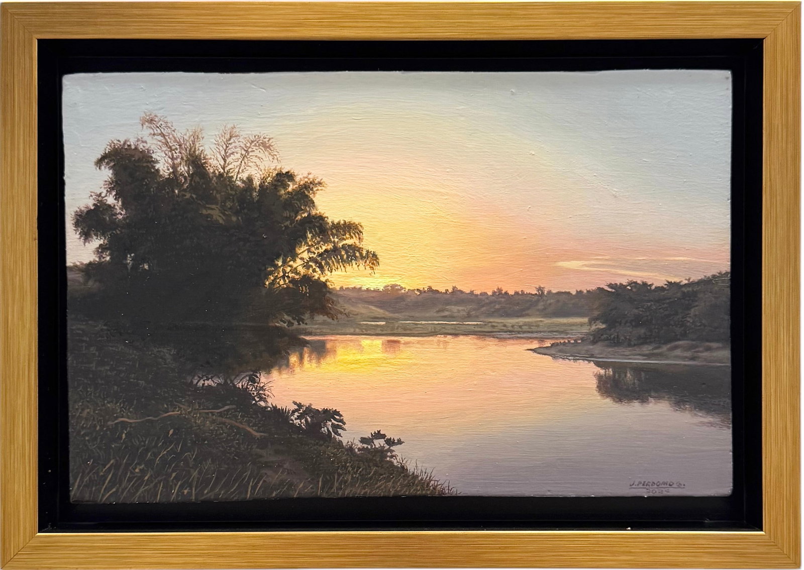 JOSE PERDOMO GARCIA Cuban Landscape: Oil on board 10.5 x 7 in, 12.5 x 9 in (framed)