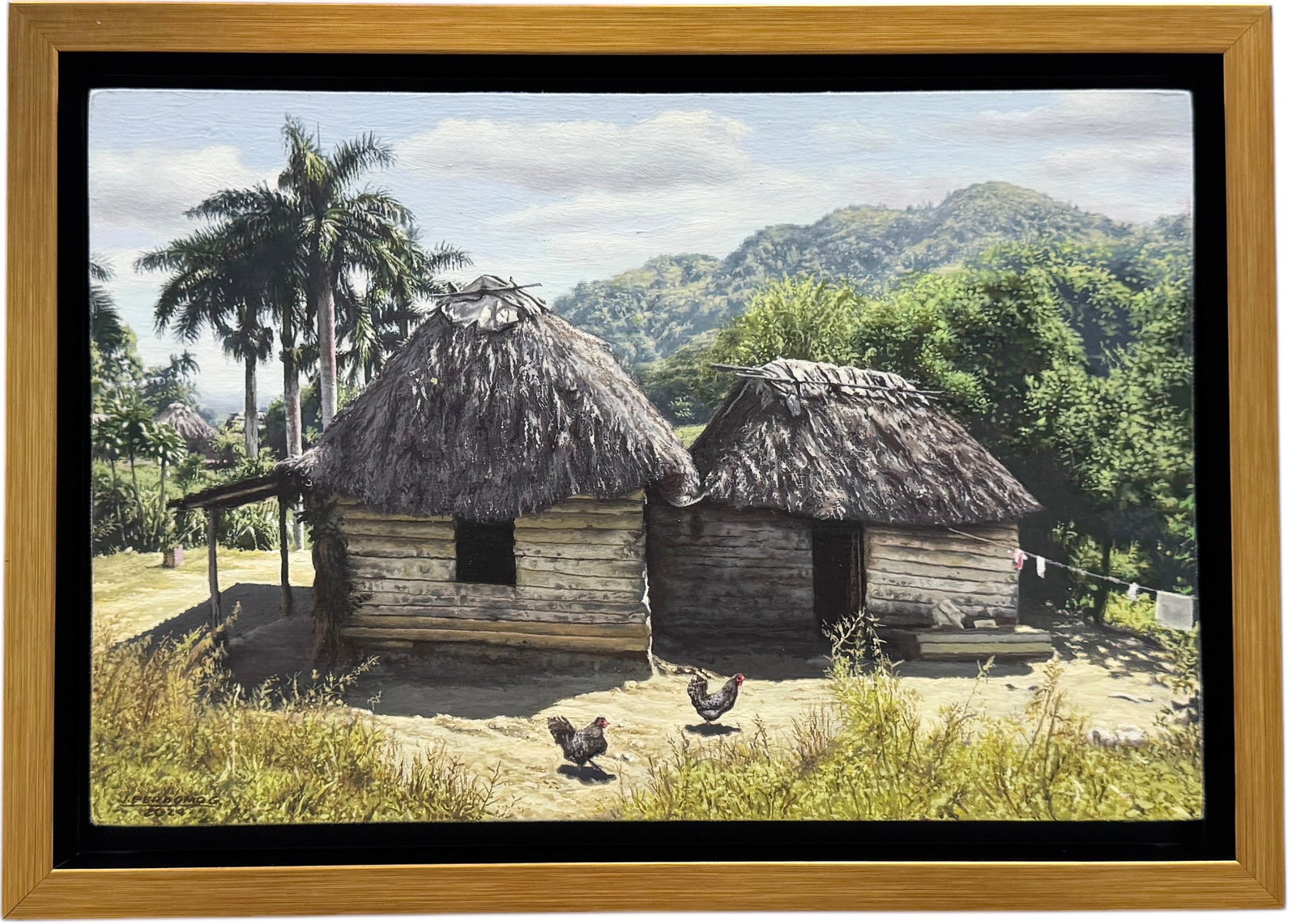 JOSE PERDOMO GARCIA Cuban Landscape: Oil on board 13 x 8.5 in, 15 x 11 in (framed)