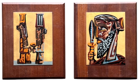 Pair Of Mid-Century Modern Judith Daner Enameled Wall Plaques