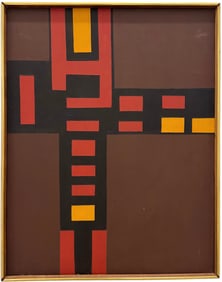 Mid-Century Modern American School Abstract Oil On Canvas Painting Signed