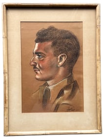 Vintage 1940's American School Portrait Of A Handsome Young Man Signed Ames