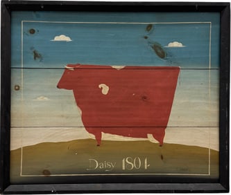 American School Folk Art "DAISY 1804" Signed