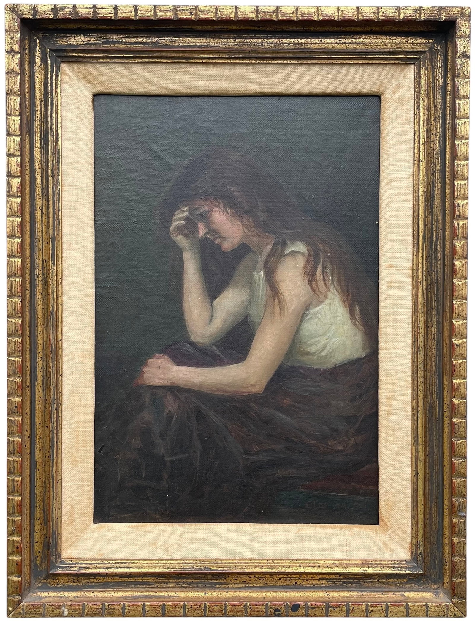 OLAF HERMAN AALBU (1878-1926, American) Minnesota Artist, Woman Portrait: Oil on canvas 9.5 x 14 in. From the artists family estate