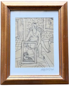 VINCENTE NOTARILE (20th c, American) Cubist Nude Graphite Drawing, Florida Artist