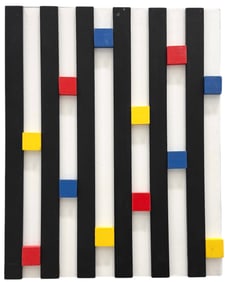 HANK HECHT 20th c Geometric Memphis Style Wood Wall Assemblage