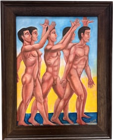 Latin American School Nude Male Figures Signed