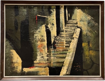 Mid-Century Modern Street Scene Signed Radlow