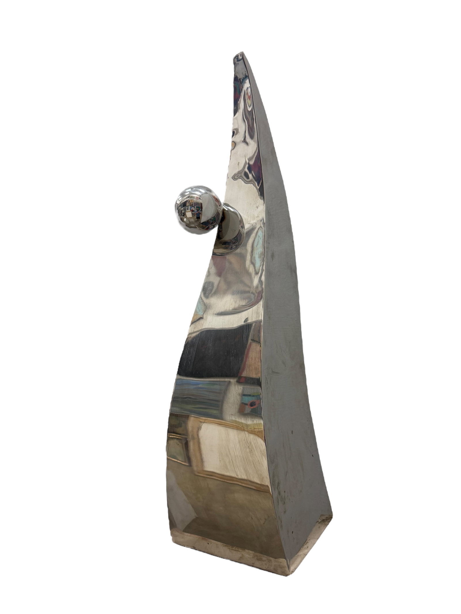 Vintage Post Modern Chromed Sculpture 32": 32 x 8 x 9 in