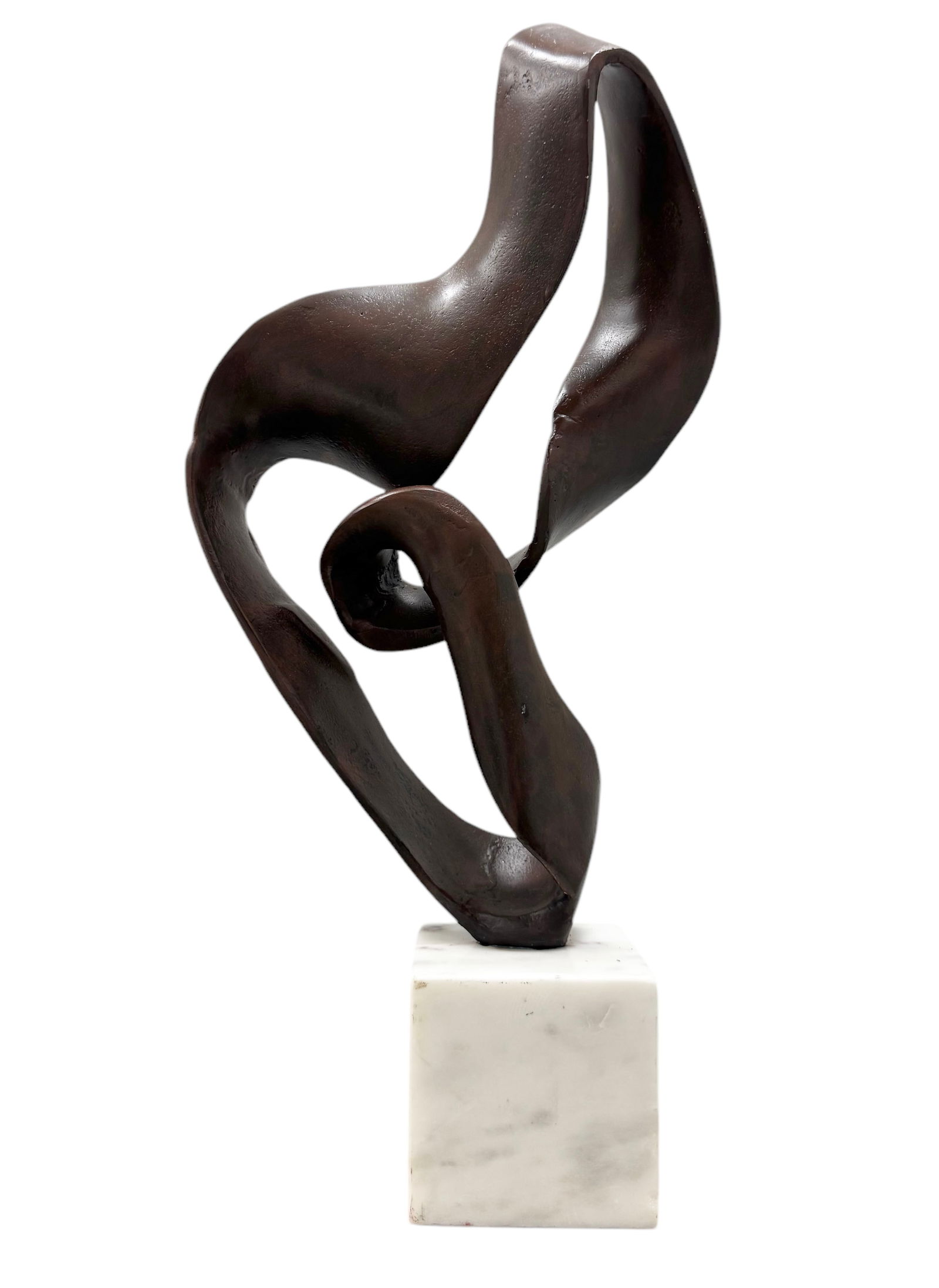 Contemporary Metal Abstract Sculpture On Marble Base (1 of 4)