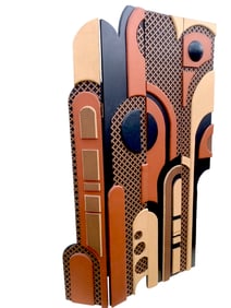 Vintage 1970's Art Deco Signed Wooden Screen 73 x 44 in